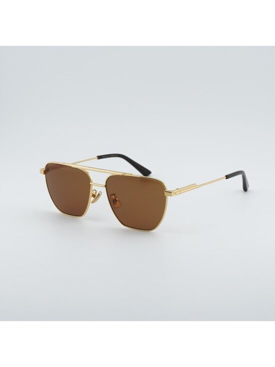 Bottega Veneta BV1236S 002 Sunglasses Gold Aviator Frame, Brown Lenses main image 4